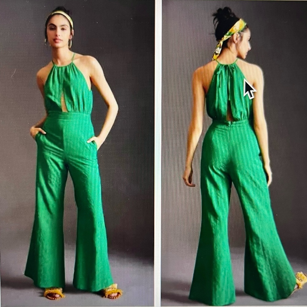 New With Tags Anthropologie If By Sea Cutout Halter Jumpsuit Size S